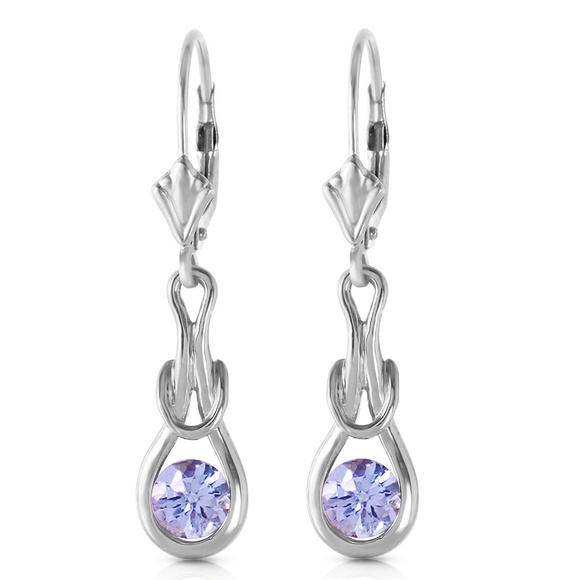 GOLD LEVER BACK EARRINGS WITH NATURAL TANZANITES